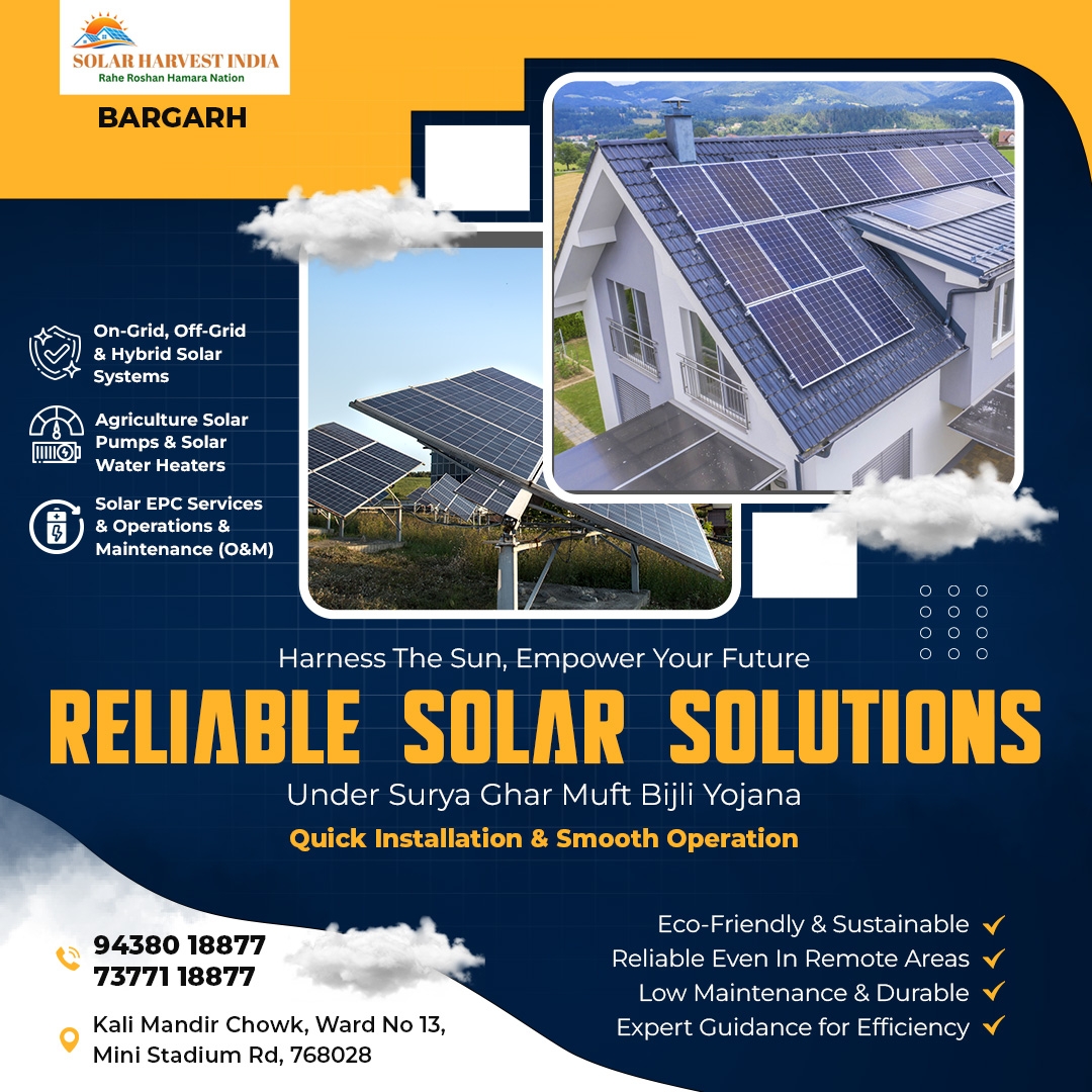 Reliable Solar Solutions under PM Surya Ghar Muft Bijli Yojana — Solar Harvest India, Bargarh